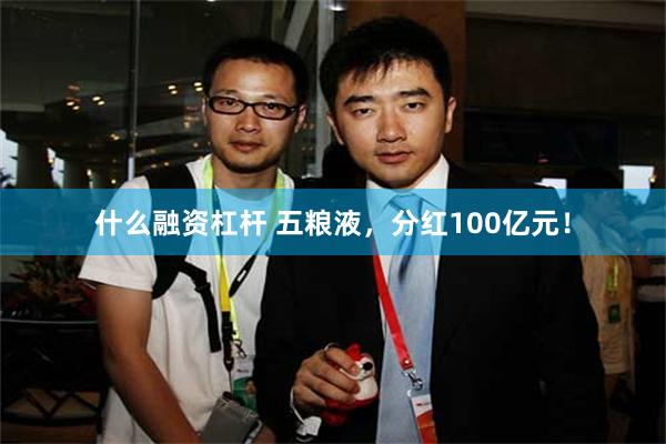 什么融资杠杆 五粮液，分红100亿元！