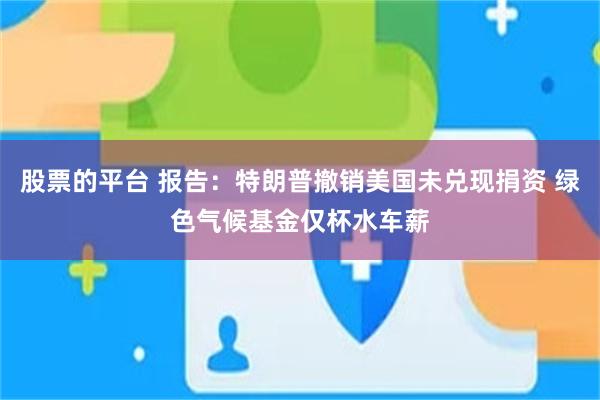 股票的平台 报告：特朗普撤销美国未兑现捐资 绿色气候基金仅杯水车薪