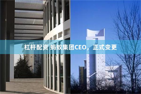 杠杆配资 蚂蚁集团CEO，正式变更